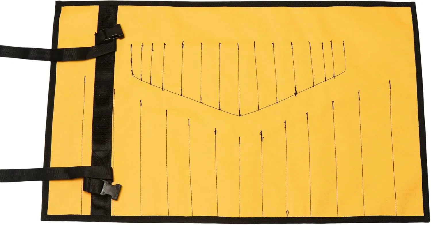 28 Pockets Wrenche Organizer & Roll Up Pouch Hand Crafted Heavy Weight Water Proof 18 Oz. Ballistic Polyester Oxford Canvas Garage Metric/SAE Tools Bag - Yellow - (Tools are not included)