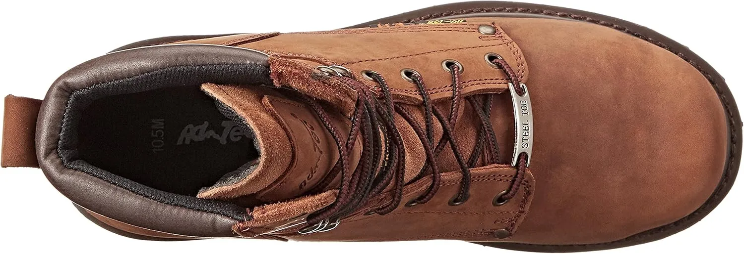Ad Tec Men's 9490 9" Certified Super Logger Work Boots Waterproof Crazy Horse Leather, Brown-Broad Steel Toe, Electrical Hazard Sole