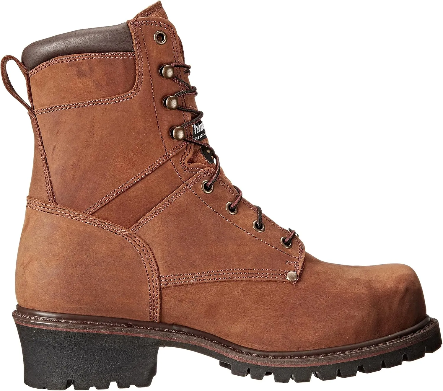 Ad Tec Men's 9490 9" Certified Super Logger Work Boots Waterproof Crazy Horse Leather, Brown-Broad Steel Toe, Electrical Hazard Sole