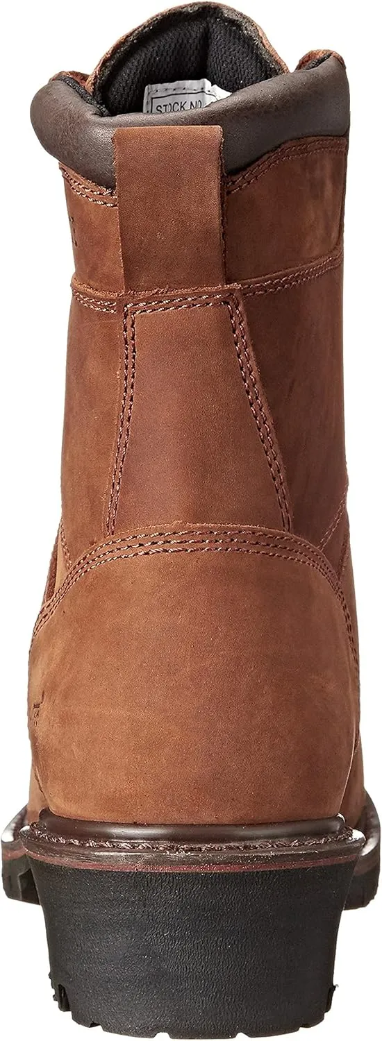 Ad Tec Men's 9490 9" Certified Super Logger Work Boots Waterproof Crazy Horse Leather, Brown-Broad Steel Toe, Electrical Hazard Sole