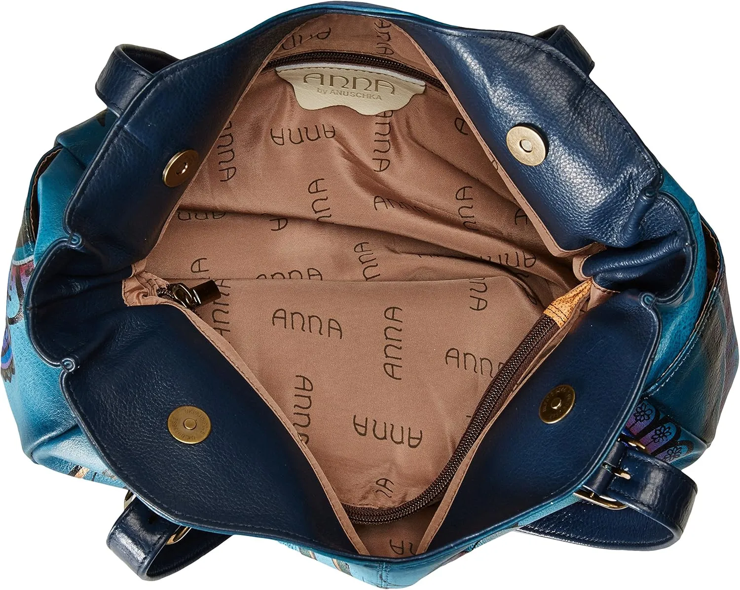 Anna by Anuschka Women's Genuine Leather Shoulder Bag - Hand Painted Original Artwork Exterior
