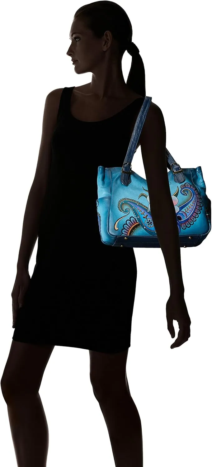 Anna by Anuschka Women's Genuine Leather Shoulder Bag - Hand Painted Original Artwork Exterior