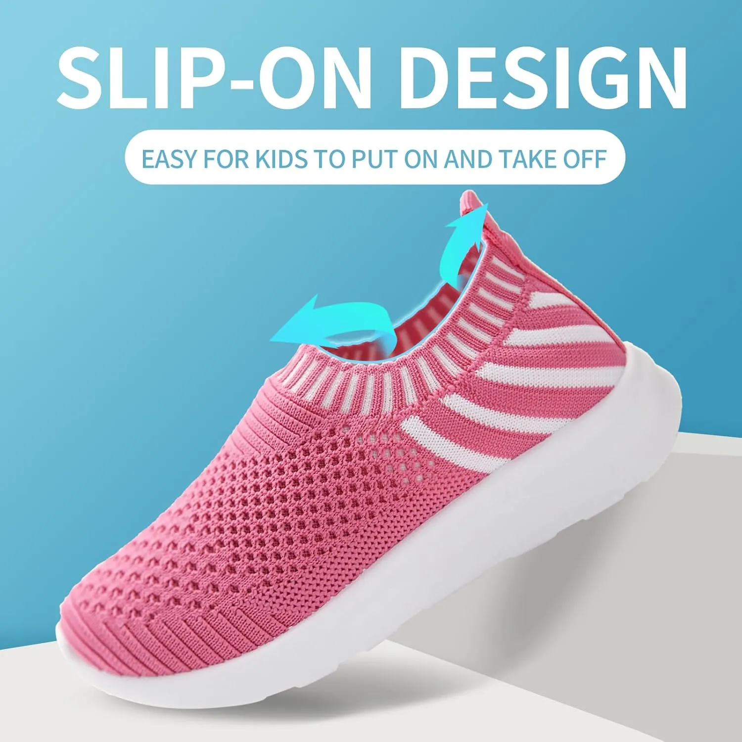 Apawwa Boys Girls Sneakers Kids Lightweight Slip On Running Shoes Pink/Blue/Navy/Black Walking Shoes Breathable Tennis Shoes for Toddler/Little Kids/Big Kids