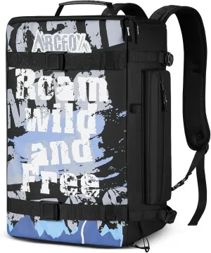 ARCFOX Ski Boot Bag Backpack 60L, Waterproof Snowboard Boot Bag Air Travel Padded Large Storage Fits Ski Helmet, Goggles, Gloves, Skis Poles Gear for Men Women Youth