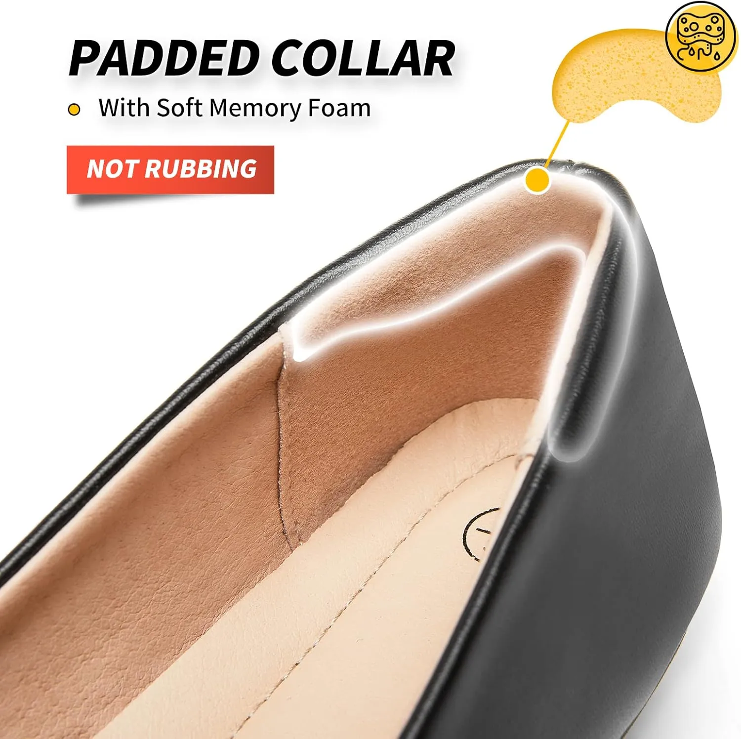 BABUDOG Women's Black Flats Shoes,White Dress Shoes for Women,Crimping Faux Suede Ballet Flats Comfortable