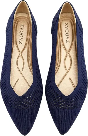 Ballet Flats Shoes for Women Knit Mesh Flats Shoes Womens Dressy Comfortable Pointed Toe Washable Slip On Flat