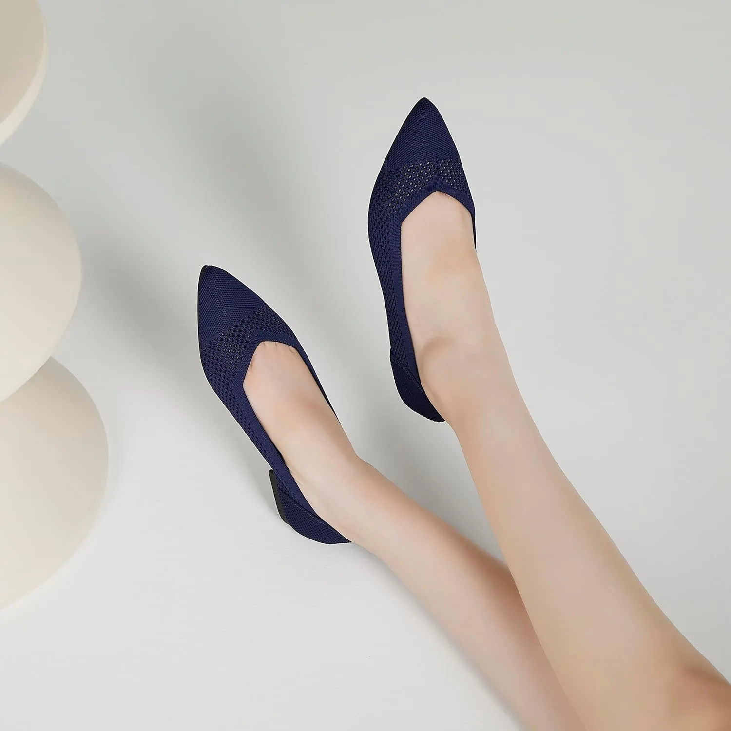 Ballet Flats Shoes for Women Knit Mesh Flats Shoes Womens Dressy Comfortable Pointed Toe Washable Slip On Flat