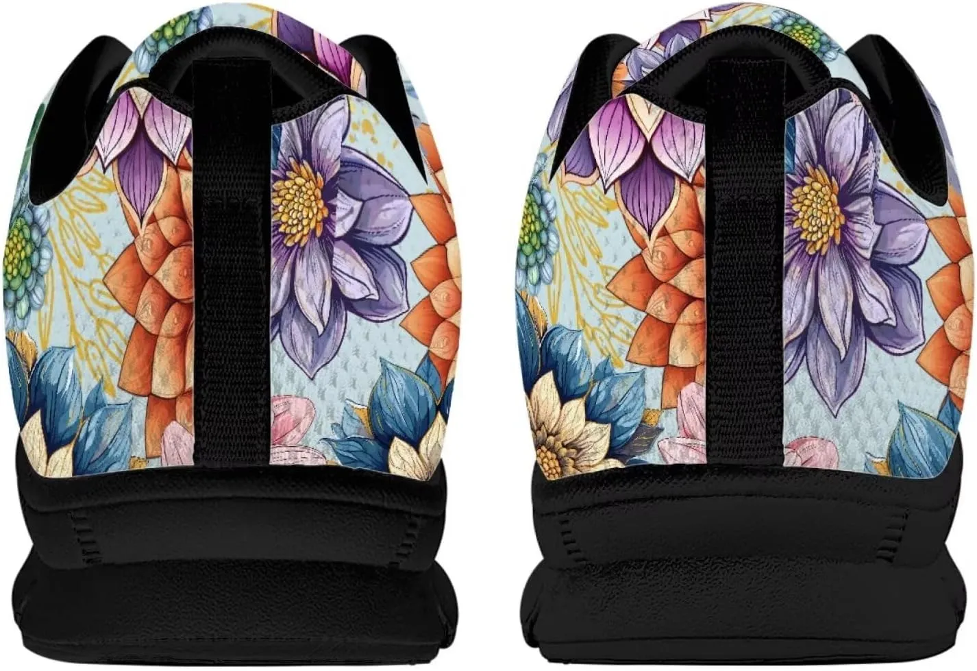 Bigcardesigns Womens Lightweight Athletic Fashion Sneaker Jogging Running Sports Shoes Colorful Floral Design