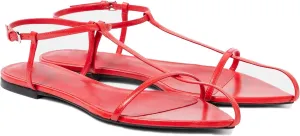 Black Flat Sandals for Women Adjustable Metallic Buckle Ankle Strap Slide Sandals Comfortable Pointed Open Toe Slip on Sandal