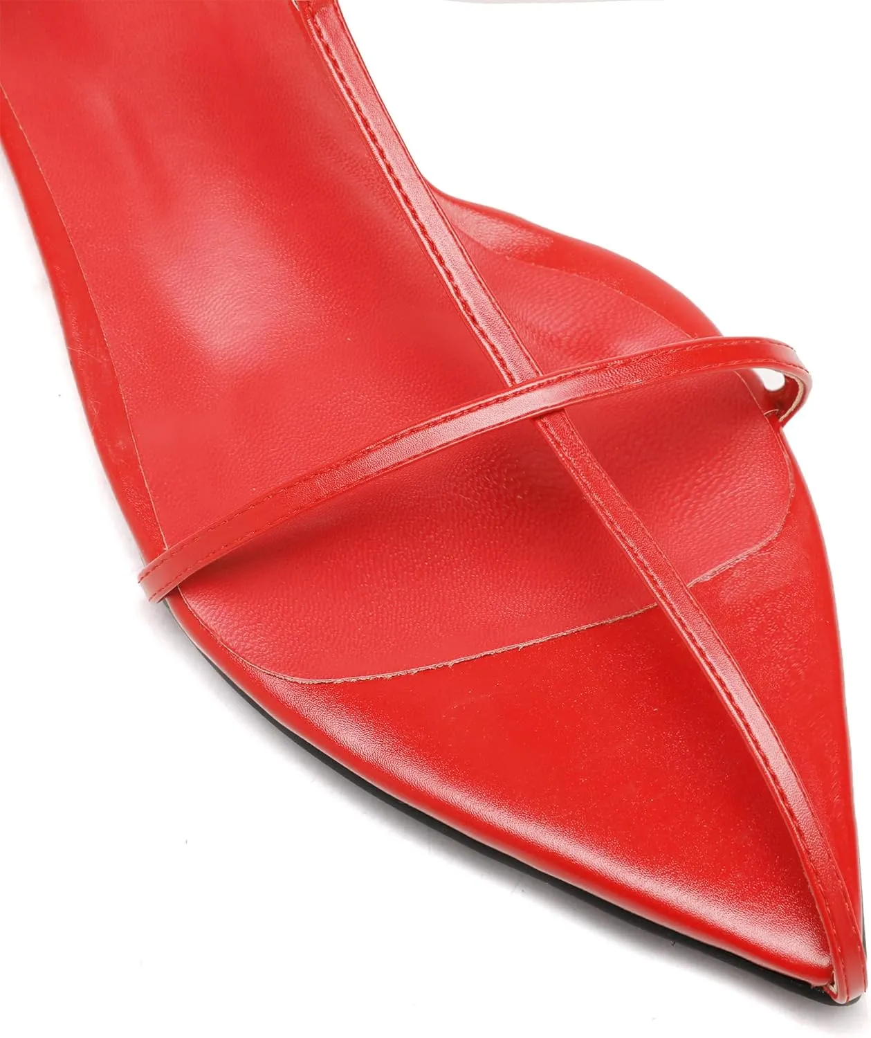 Black Flat Sandals for Women Adjustable Metallic Buckle Ankle Strap Slide Sandals Comfortable Pointed Open Toe Slip on Sandal