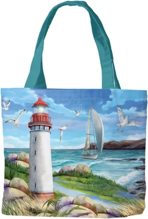 Briarwood Lane Coastal Lighthouse Summer Canvas Tote Bag 14.5" x 15"