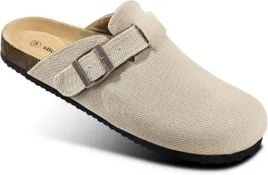 BULLIANT Men Clogs Mules Sandals Slippers Nurse Shoes Unisex-Suede Upper Cushioned Cork-Footbed