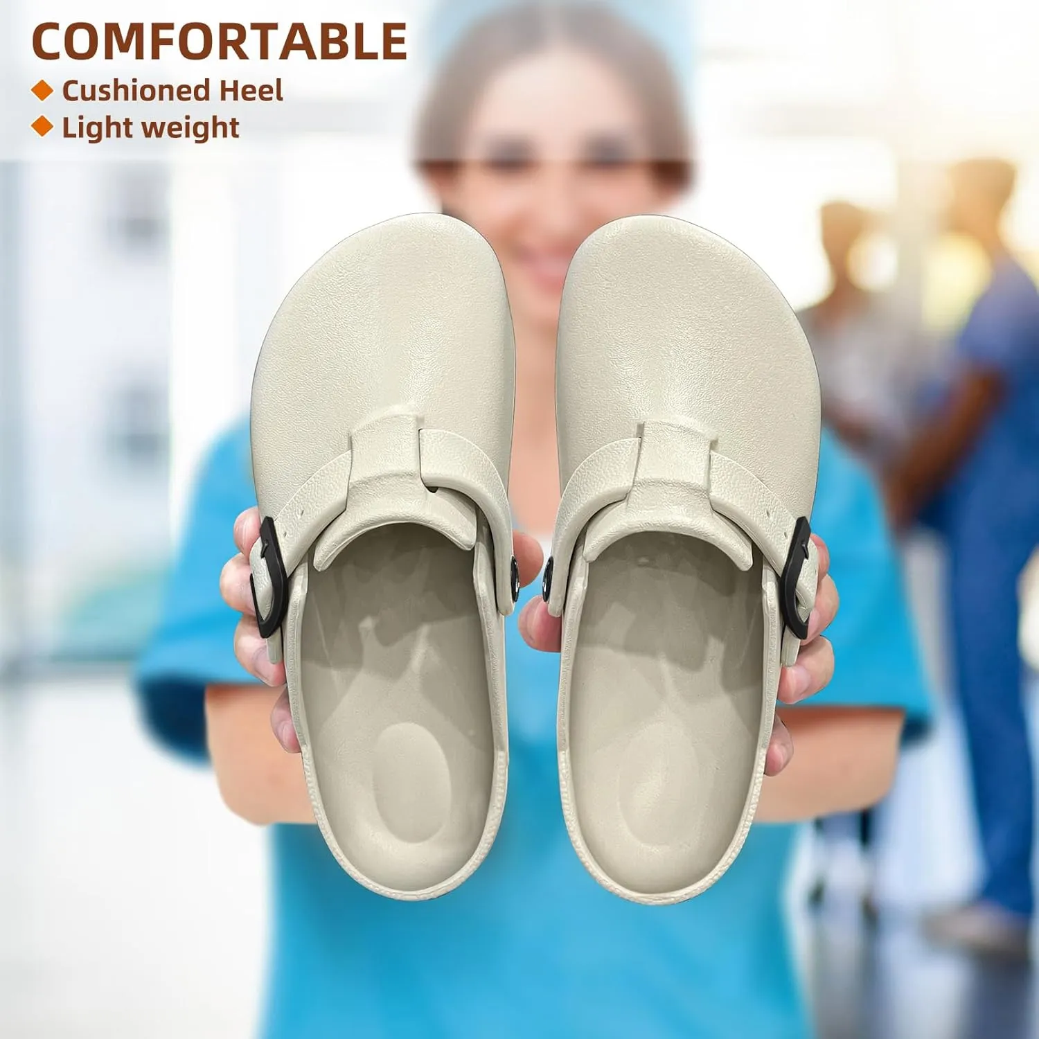 BULLIANT Women Clogs, Adjustable Sandals Slip-on Water Shoes Unisex with Cushioned Footbed,Comfortable Lightweight