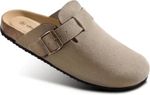 BULLIANT Women Suede Clogs Mules Sandals Slippers Potato Shoes-Cushioned Coak Footbed Crease-Resist Leather Upper