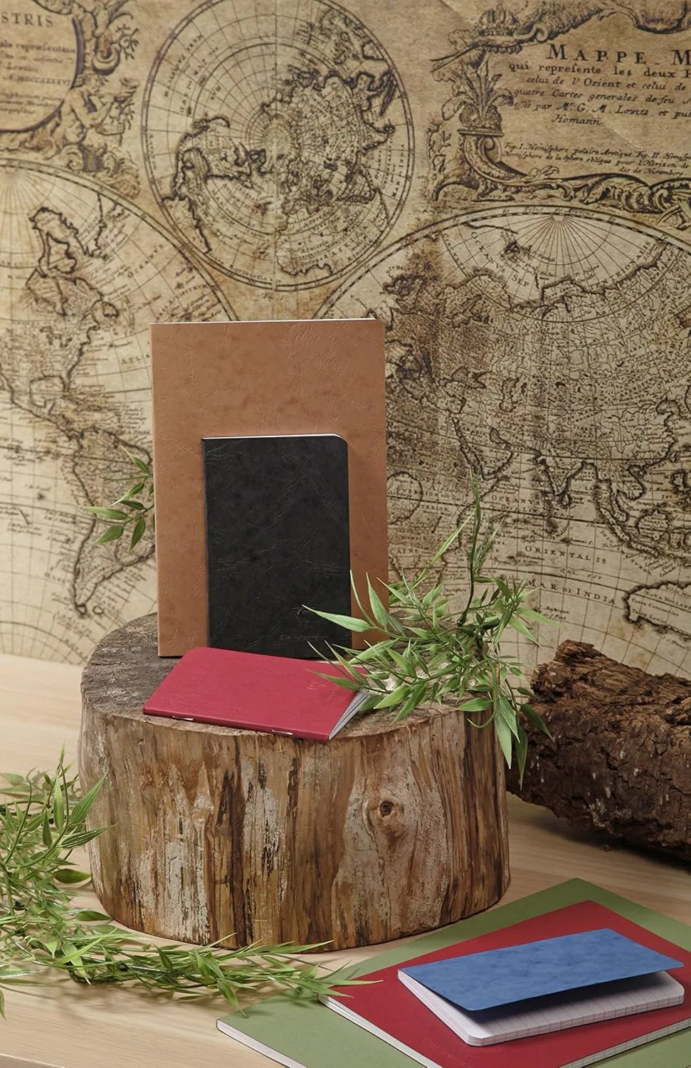 Clairefontaine - Ref 79543C - Age Bag Clothbound Notebook (192 Pages) - A5 Size, Dot Grid Rulings, 90gsm Brushed Vellum Paper - Brown Leather Effect Cover