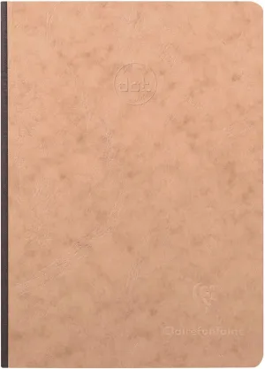 Clairefontaine - Ref 79543C - Age Bag Clothbound Notebook (192 Pages) - A5 Size, Dot Grid Rulings, 90gsm Brushed Vellum Paper - Brown Leather Effect Cover