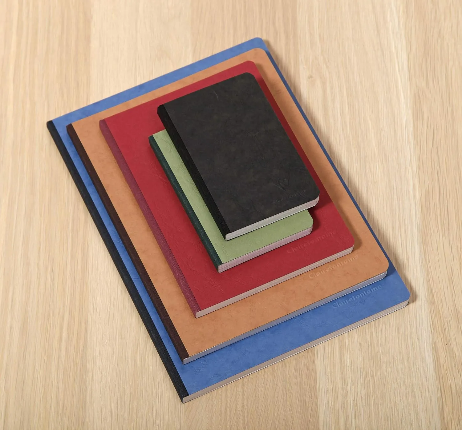 Clairefontaine - Ref 79543C - Age Bag Clothbound Notebook (192 Pages) - A5 Size, Dot Grid Rulings, 90gsm Brushed Vellum Paper - Brown Leather Effect Cover