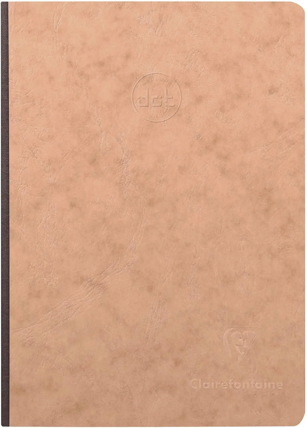 Clairefontaine - Ref 79543C - Age Bag Clothbound Notebook (192 Pages) - A5 Size, Dot Grid Rulings, 90gsm Brushed Vellum Paper - Brown Leather Effect Cover