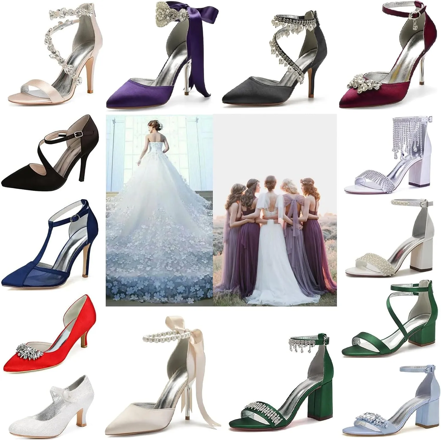 COMFASH Women's Slingback Flats Satin Pointed Toe Ballerina Walking Prom Evening Bridal Party Dress Flats Shoes, White