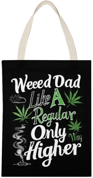 Dads Against Weed Dad Printed Canvas Tote Bags Shoulder Bag Reusable Grocery Shopping Handbag DIY Gifts 14"x18"