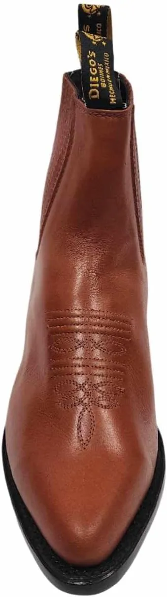 Dona Michi MEN'S GENUINE LEATHER WESTERN STYLE COWBOY SLIP ON ANKLE BOOTS~