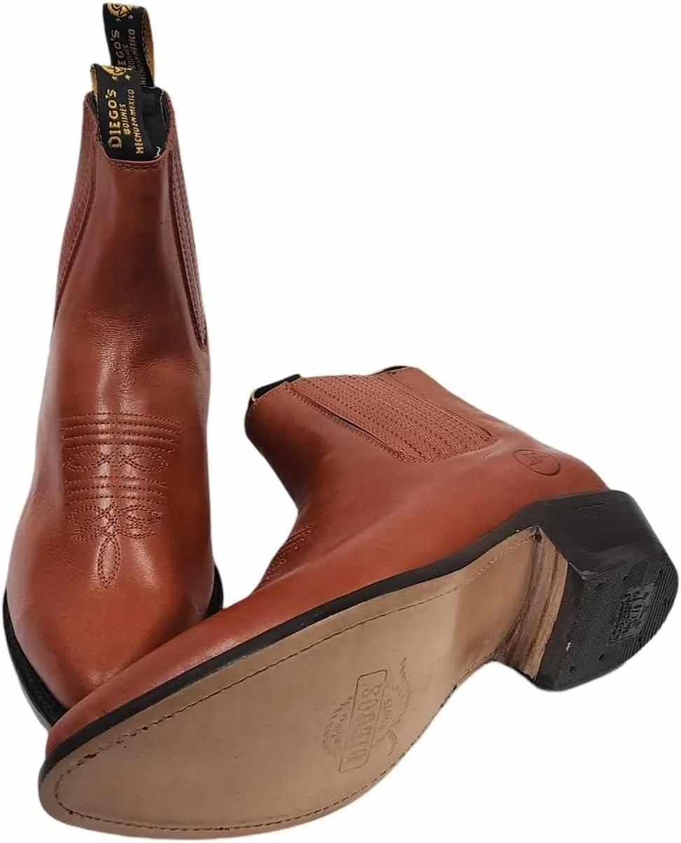Dona Michi MEN'S GENUINE LEATHER WESTERN STYLE COWBOY SLIP ON ANKLE BOOTS~