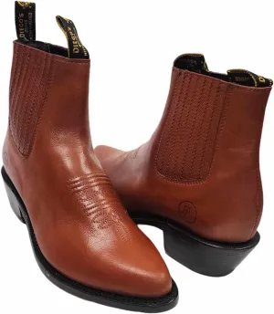 Dona Michi MEN'S GENUINE LEATHER WESTERN STYLE COWBOY SLIP ON ANKLE BOOTS~