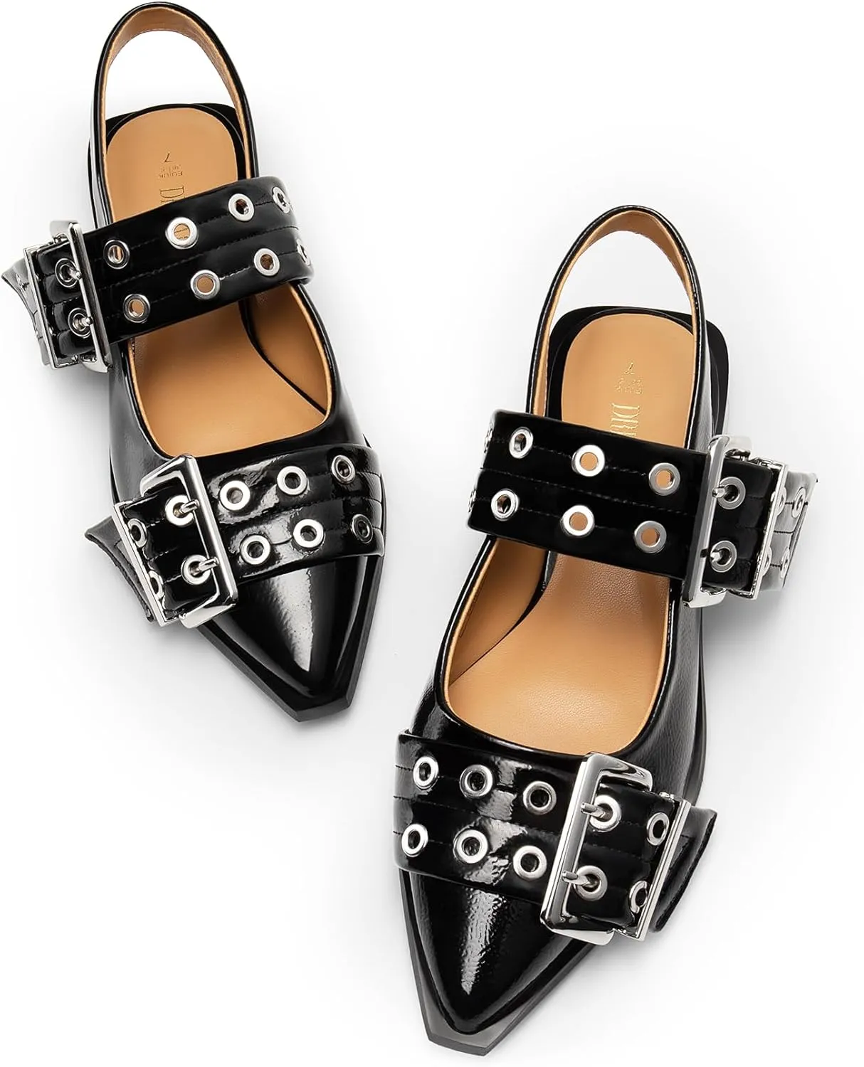 DREAM PAIRS Women's Slingback Ballet Flats, Pointed Toe Buckle Comfortable Dress Slip-on Flat Shoes