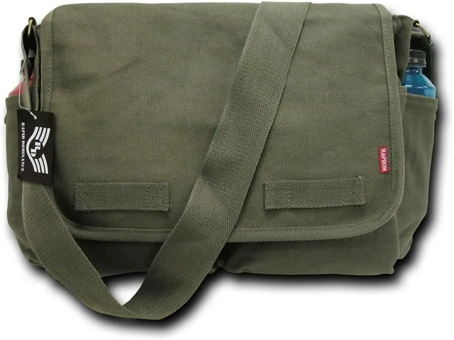 Durable Olive Classic Canvas Military Messenger Bag - Olive