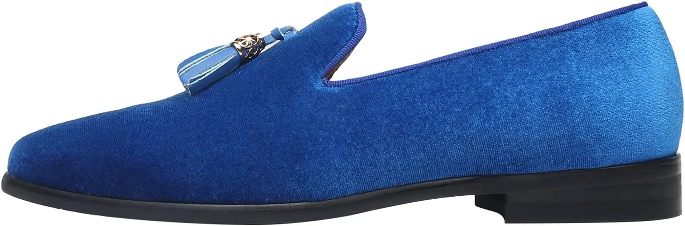 ELANROMAN Men's Loafers Tassels Penny Slip-On Luxury Wedding Shoes