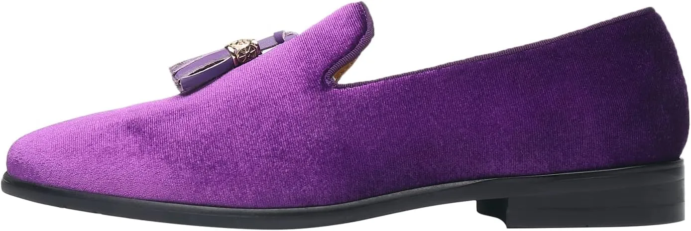 ELANROMAN Men's Loafers Tassels Penny Slip-On Luxury Wedding Shoes