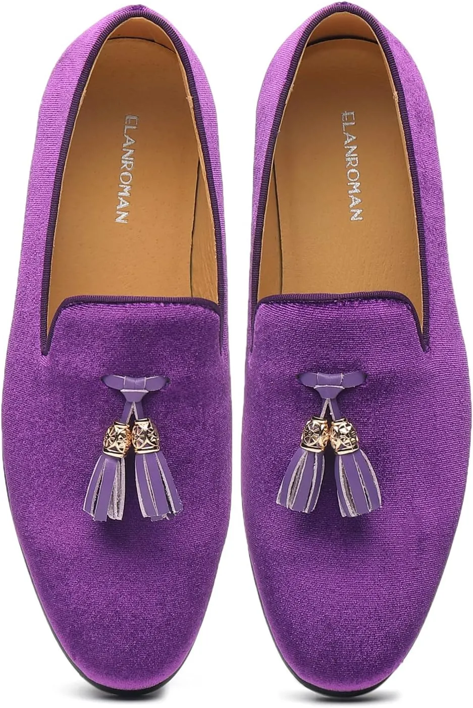 ELANROMAN Men's Loafers Tassels Penny Slip-On Luxury Wedding Shoes