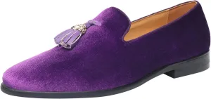 ELANROMAN Men's Loafers Tassels Penny Slip-On Luxury Wedding Shoes