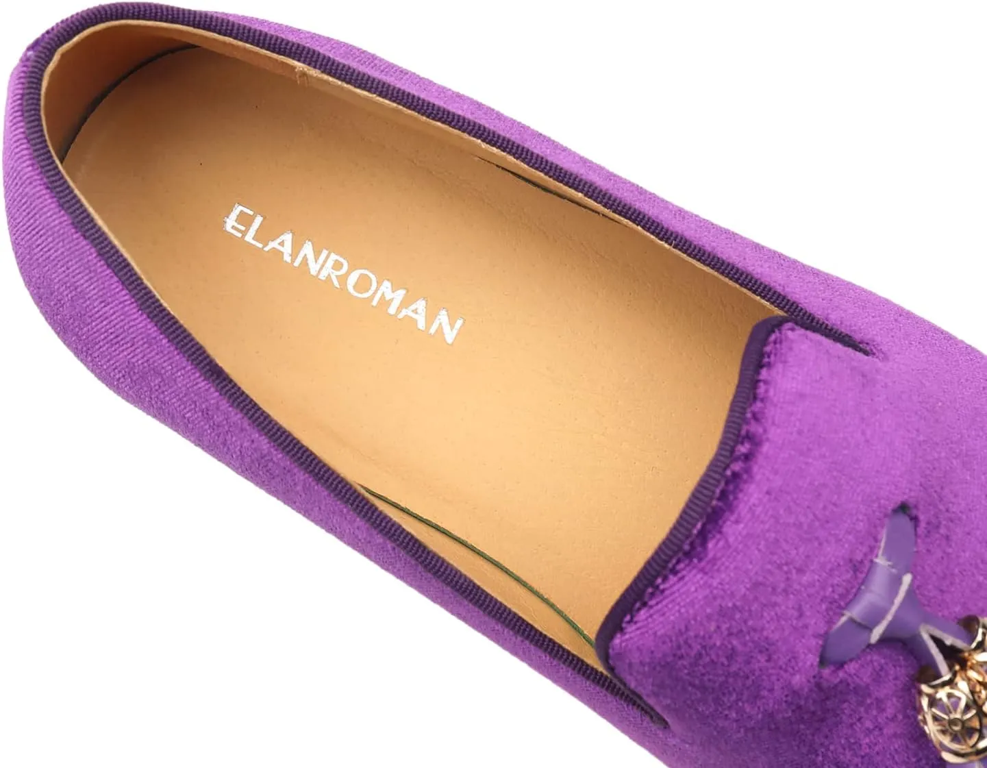 ELANROMAN Men's Loafers Tassels Penny Slip-On Luxury Wedding Shoes