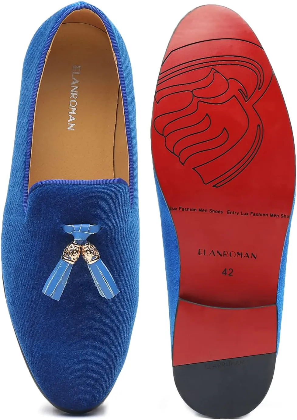ELANROMAN Men's Loafers Tassels Penny Slip-On Luxury Wedding Shoes