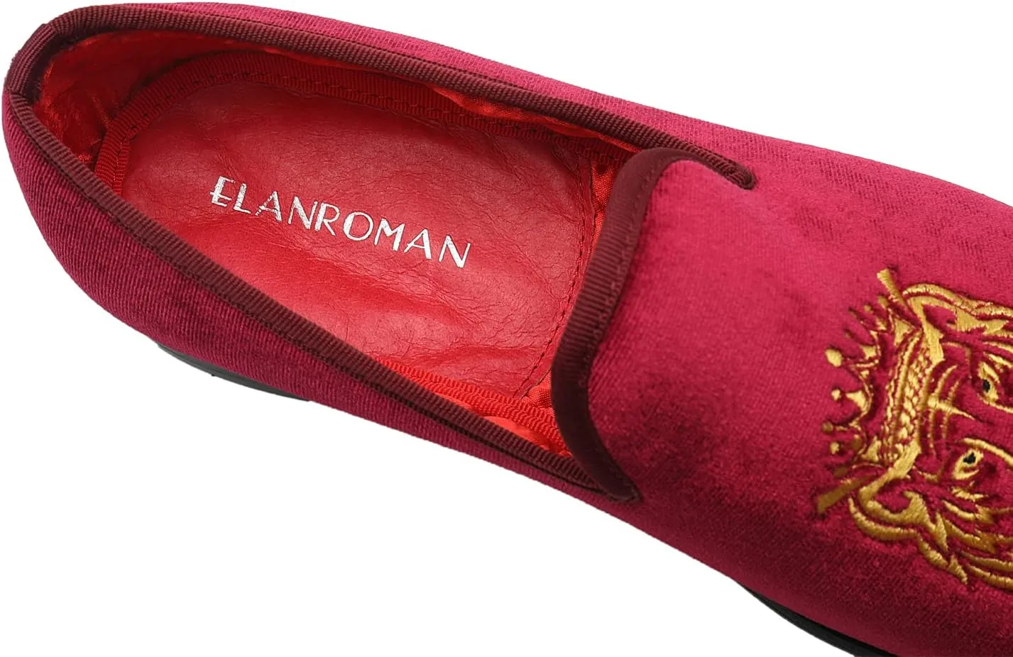 ELANROMAN Men's Loafers Velvet Embroidery Slip on Penny Party Wedding Prom Shoes