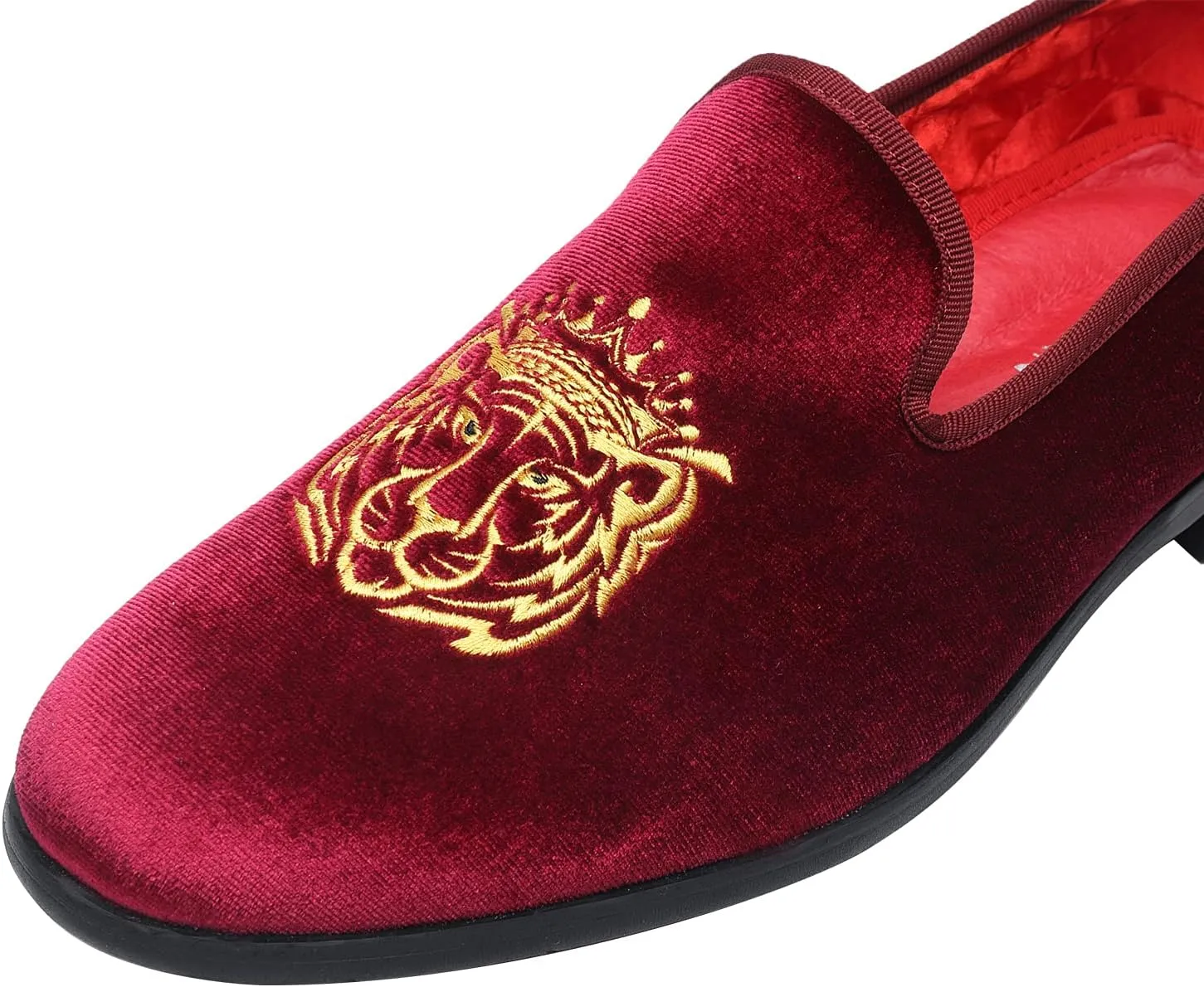 ELANROMAN Men's Loafers Velvet Embroidery Slip on Penny Party Wedding Prom Shoes