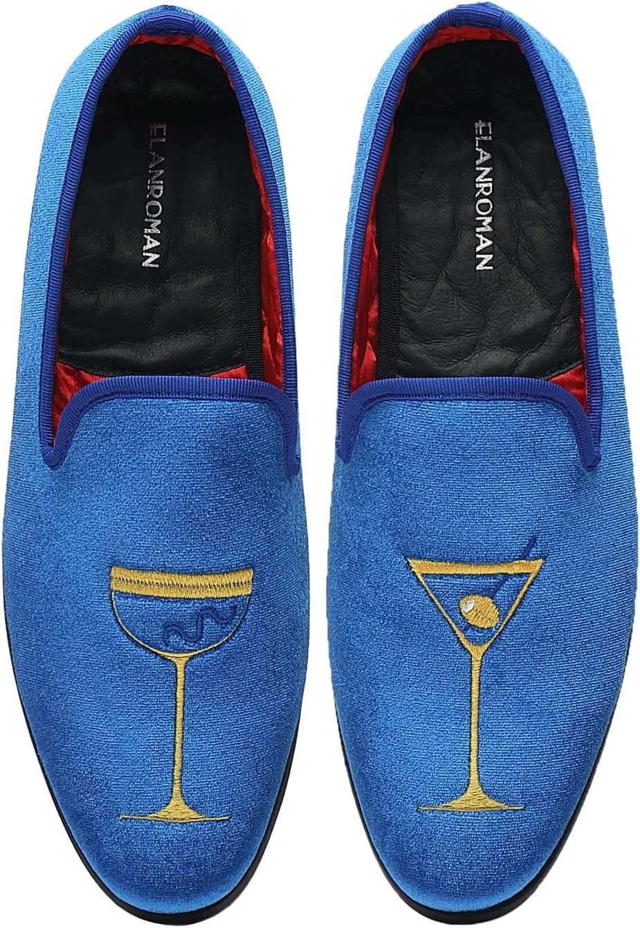 ELANROMAN Men's Loafers Velvet Embroidery Slip on Penny Party Wedding Prom Shoes