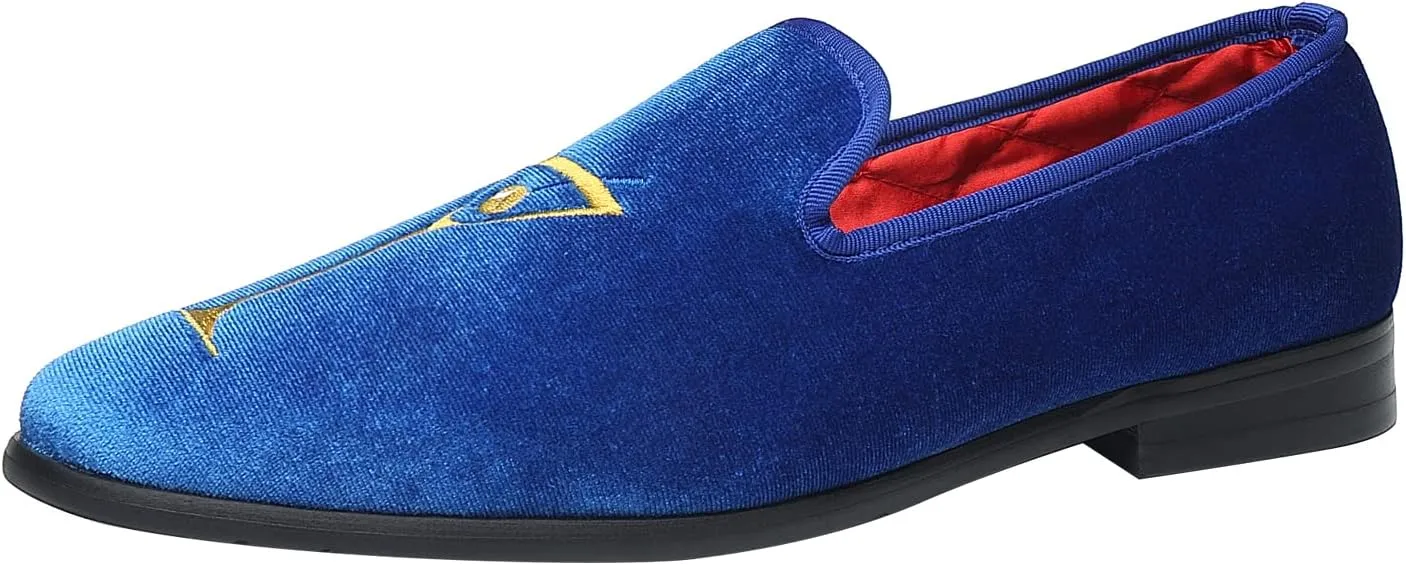 ELANROMAN Men's Loafers Velvet Embroidery Slip on Penny Party Wedding Prom Shoes