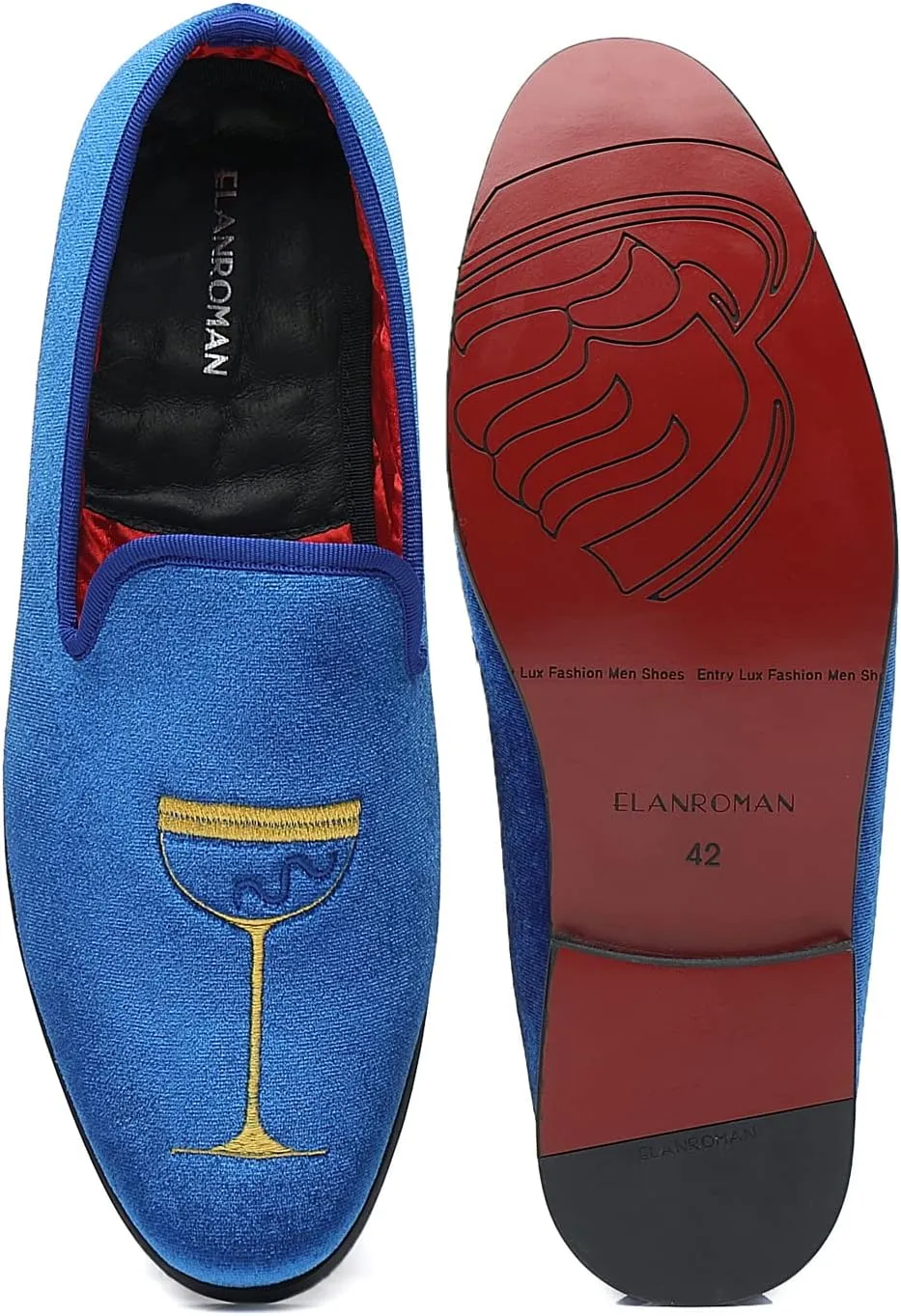ELANROMAN Men's Loafers Velvet Embroidery Slip on Penny Party Wedding Prom Shoes