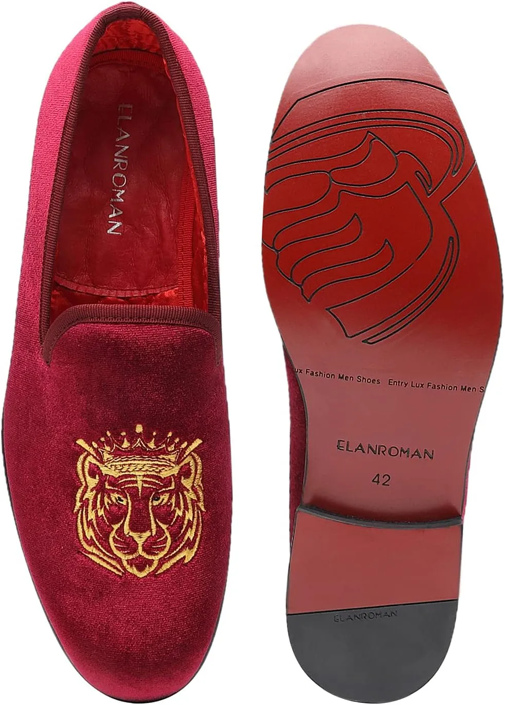 ELANROMAN Men's Loafers Velvet Embroidery Slip on Penny Party Wedding Prom Shoes