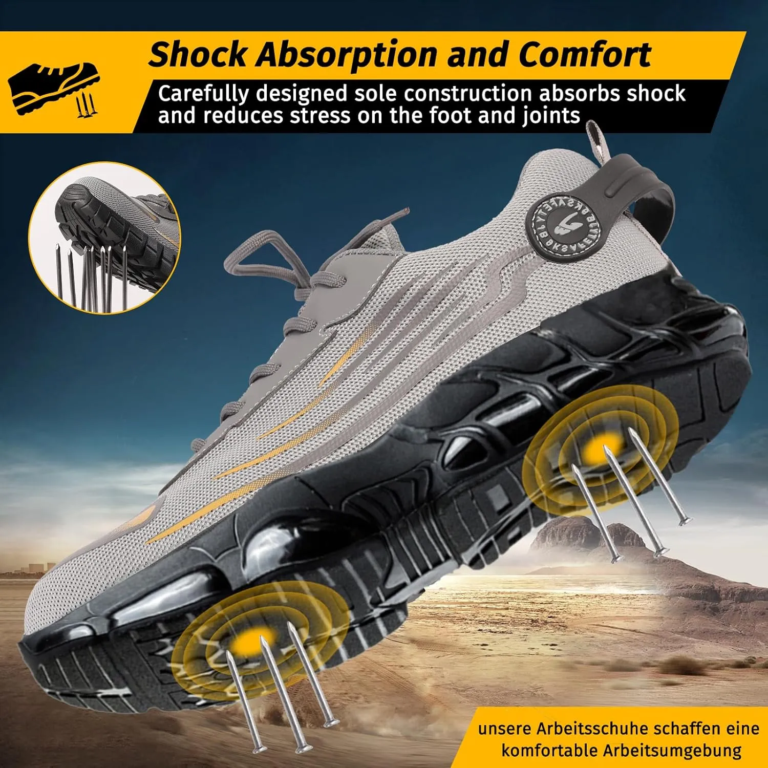 Evontira Elevated Pro Trainers Steel Toe Original, Noozier Safety Shoes, 2025 New Non Slip Work Shoes for Man Women, Lightweight, Comfortable, Prestivos Slip On Steel Toe