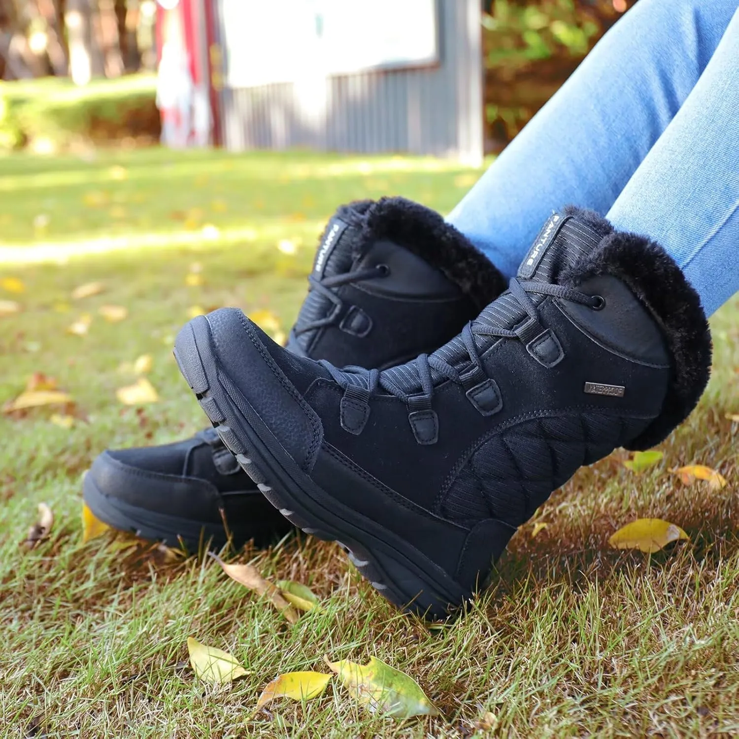 FANTURE Women's Waterproof Mid-Calf Snow Boot | Winter Thinsulate Insulation Warm Fur Lined | Anti-Slip & Lace Up Closure Cold Weather Boots U420WGLBY-20240712