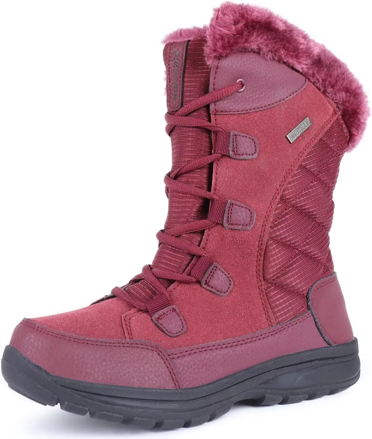 FANTURE Women's Waterproof Mid-Calf Snow Boot | Winter Thinsulate Insulation Warm Fur Lined | Anti-Slip & Lace Up Closure Cold Weather Boots U420WGLBY-20240712