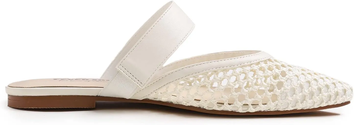 FEVERSOLE Pointed Toe Casual Slingback Flat Mules Women's Fashion Buckle Strap Slide Summer Slippers