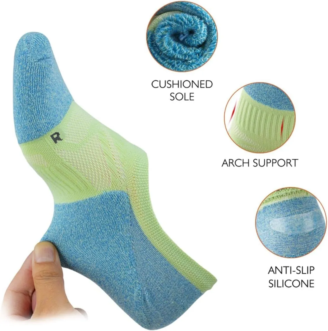 Gonii No Show Socks Womens Athletic Compression Running Low Cut Cushioned Socks 5 Pairs