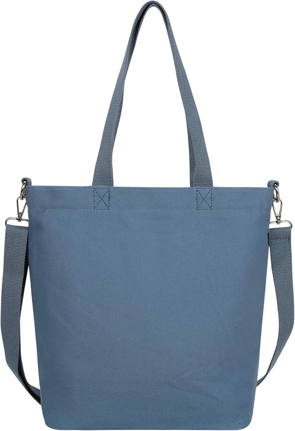 Iswee Canvas Tote Bag with Zipper Multi Pockets Tote Purse for Women Fashion Crossbody Tote Shoulder Bag Handbag Everyday Bag