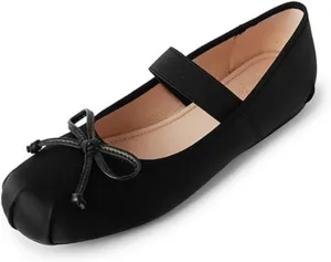 JOEupin Women's Pink Ballet Flats with Bow - Comfortable & Lightweight Shoes | Ballet Flats with Strap | Non-Slip Sole & Cushioned Arch Support Slip-On Shoes for Wedding/Work