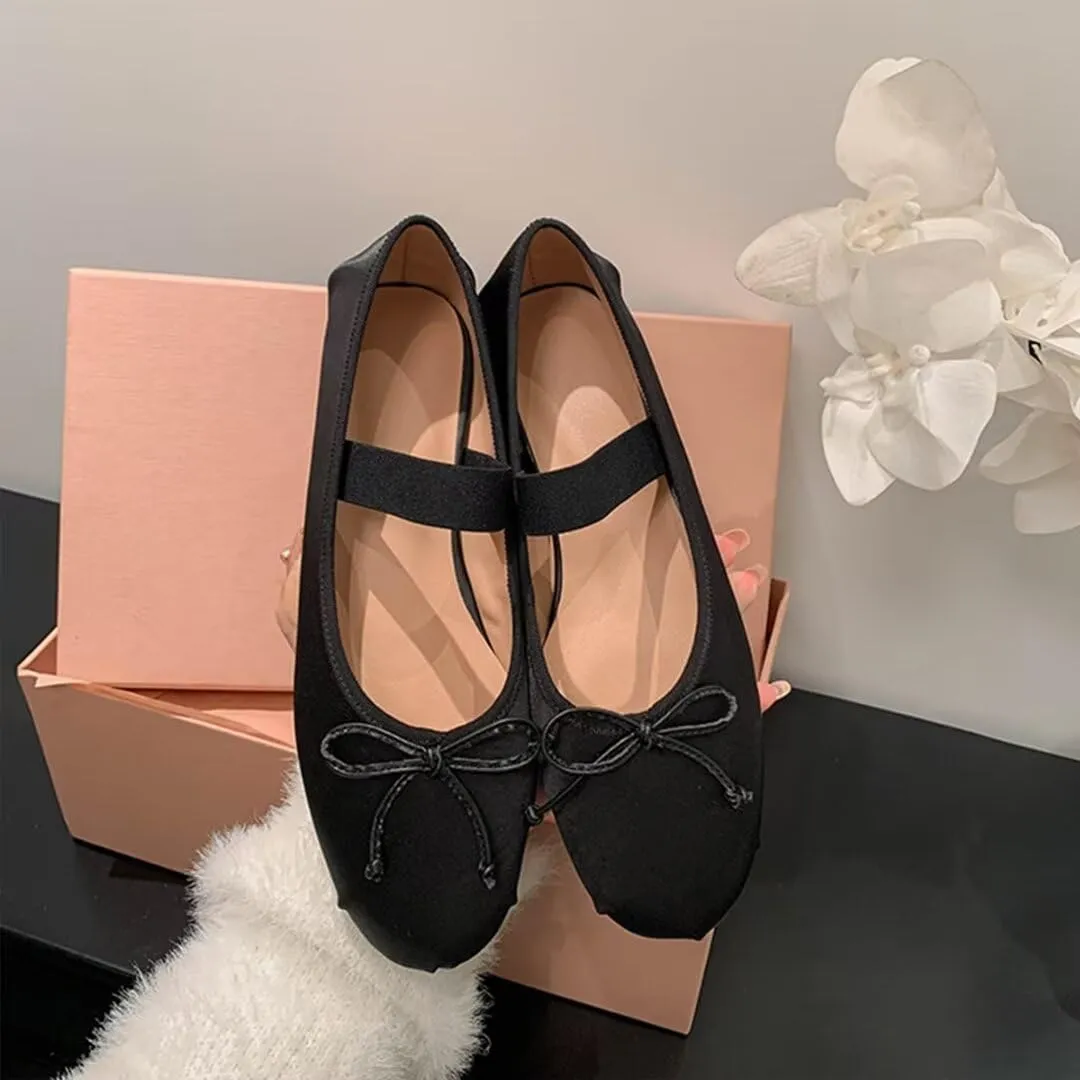 JOEupin Women's Pink Ballet Flats with Bow - Comfortable & Lightweight Shoes | Ballet Flats with Strap | Non-Slip Sole & Cushioned Arch Support Slip-On Shoes for Wedding/Work
