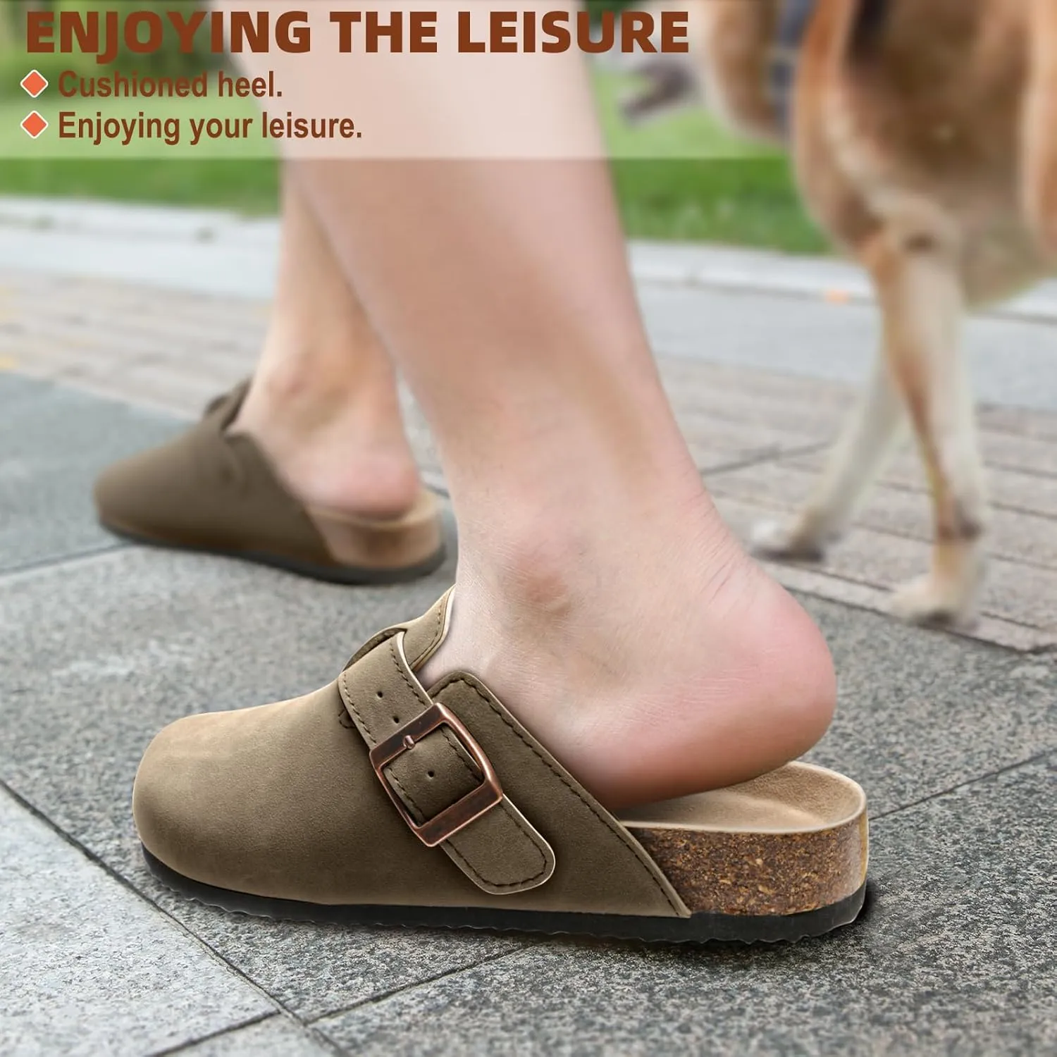 KEMISANT Men Clogs-Comfortable Suede Mules Slippers Sandals Nurse Potato Shoes Unisex-Cushioned Cork-Footbed